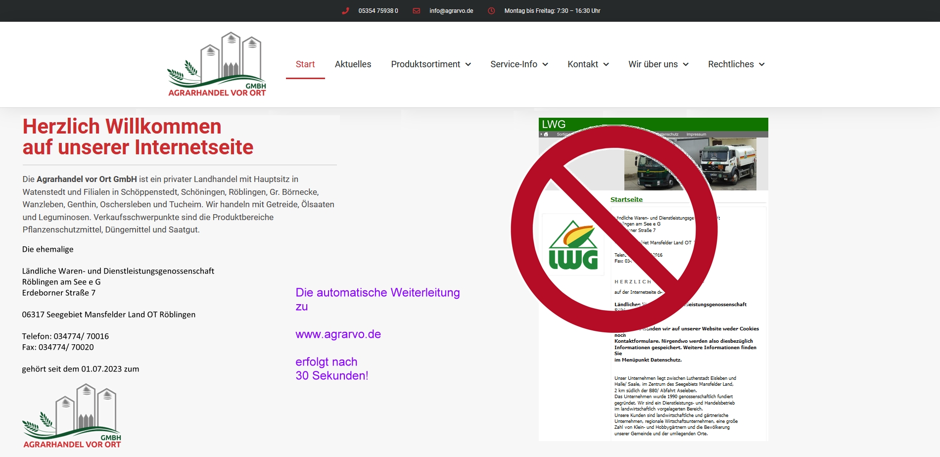 Automatische Weiterleitung zu www.agrarvo.de